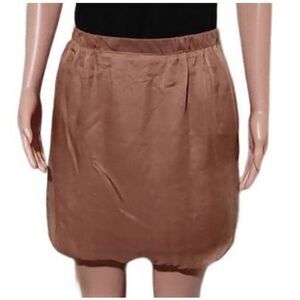 Amorethos brown mesh overlay elastic high waist mini pencil skirt 4/S